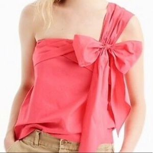 DONATED ** J. Crew One-Shoulder Poplin Tank with Bow - 00